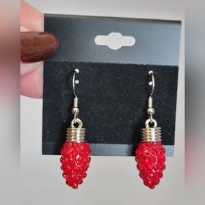 Handcrafted Red Holiday Lightbulb Earrings